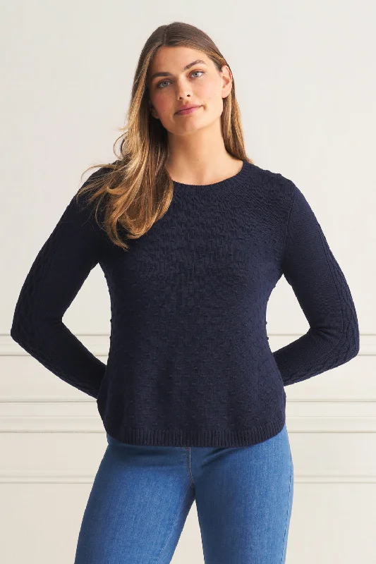 Merino Wool Popcorn Jumper - Ink Sleek Women's  Sleek Women's 