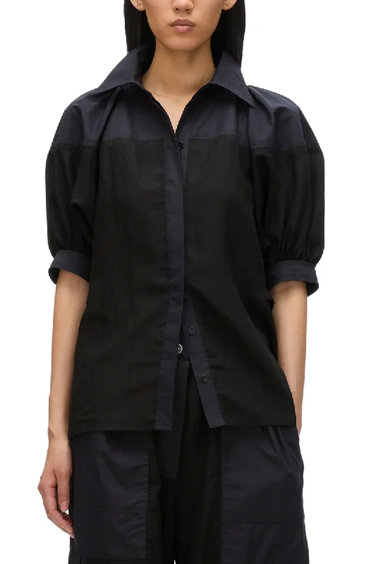 Lantern Sleeve Combo Shirt Hip Women's Urban Hip Women's Urban