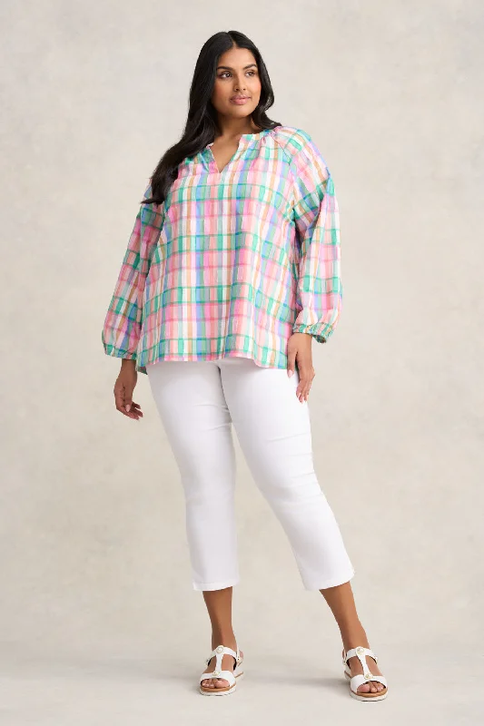 Cotton Check Top Feminine Women's Style  Feminine Women's Style 