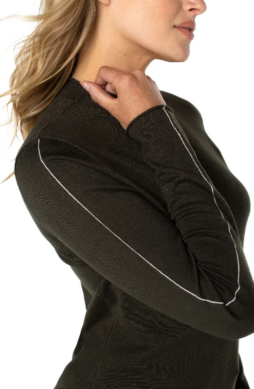 Mock Neck Rolled Hem Long Sleeve Unique Women's Upcycled Unique Women's Upcycled