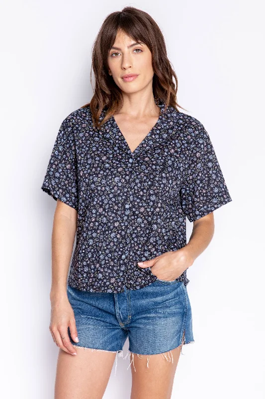 Floral Feels Short Sleeve Button Up Sharp Women's Italian Sharp Women's Italian
