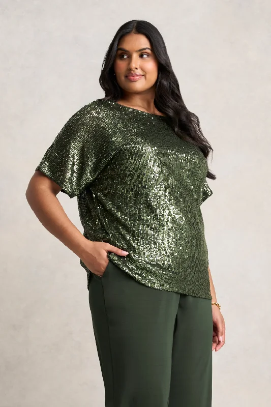 Sequin T-Shirt - Khaki Business Business