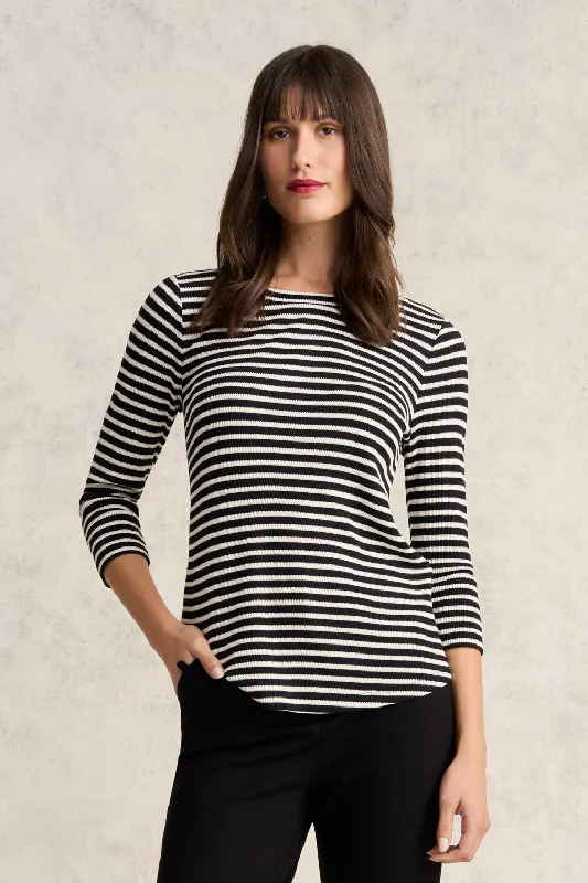 Stripe Boat Neck Tee European European