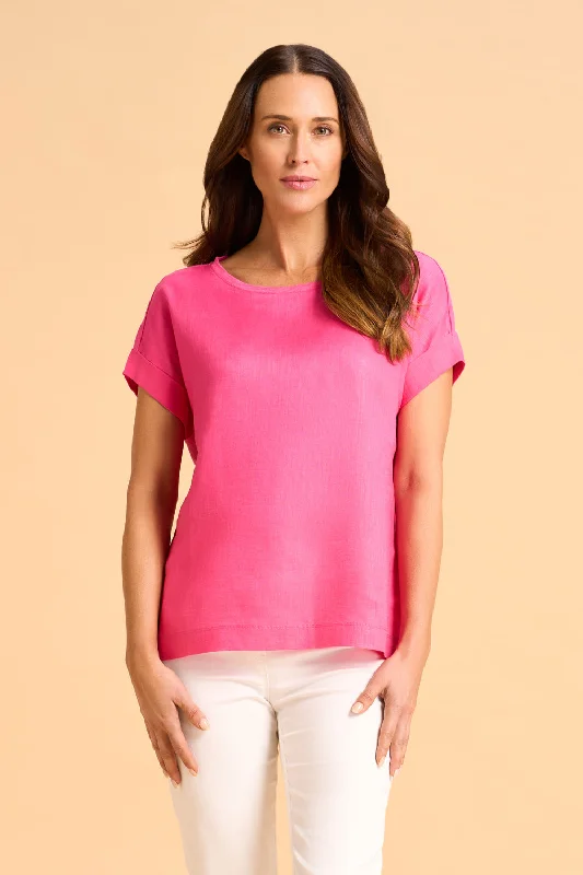 Linen Mix Top - Bright Pink Street Street