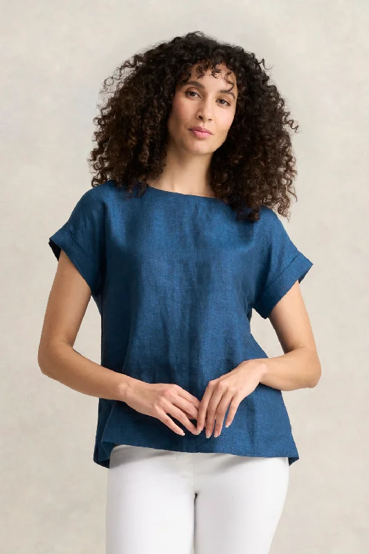 Linen Button Back Top Streetwear Style for  Streetwear Style for 
