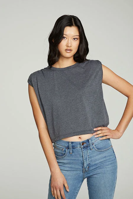 Shirred Muscle Tee With Twisted Roll Sleeve Confident Women's High - fashion Confident Women's High - fashion Shirred Muscle Tee With Twisted Roll Sleeve Confident Women's High - fashion Confident Women's High - fashion