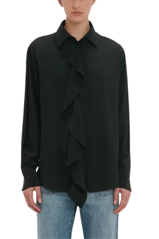 Asymmetric Ruffle Blouse Hip Women's Retro Hip Women's Retro