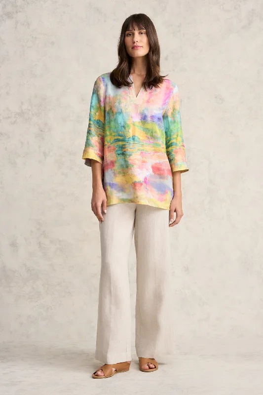 Printed Linen Tunic Vacation Vacation