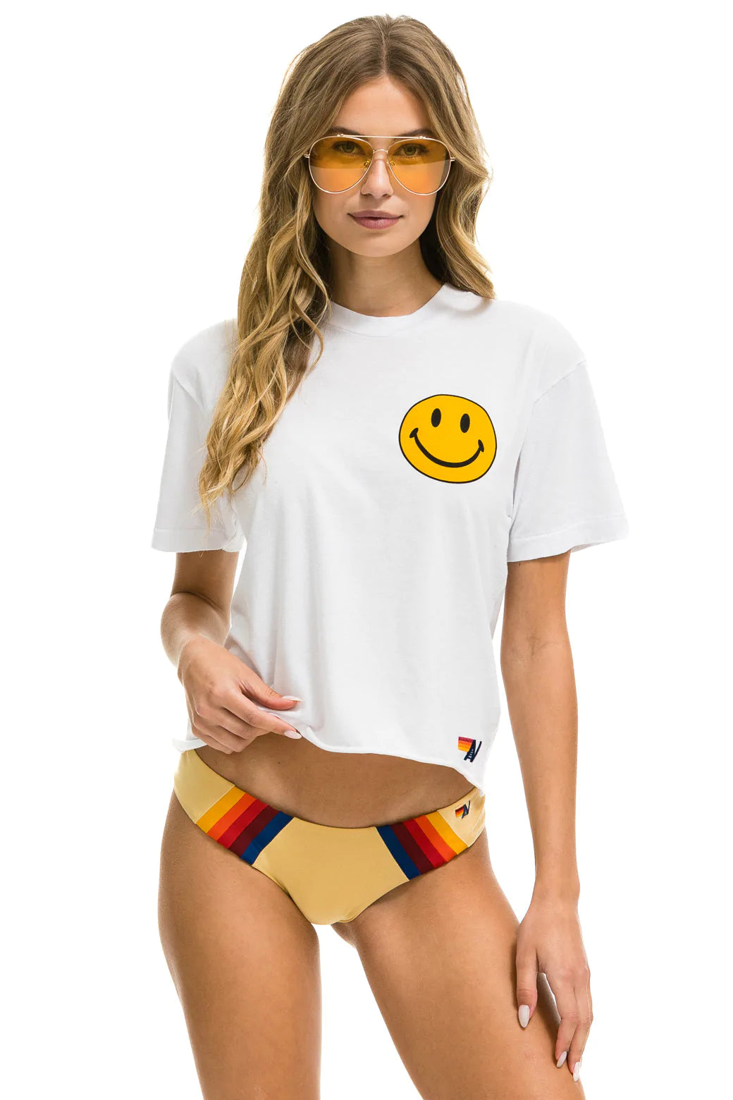Smiley Chasing Rainbows Tee Minimalist Women's Casual Minimalist Women's Casual