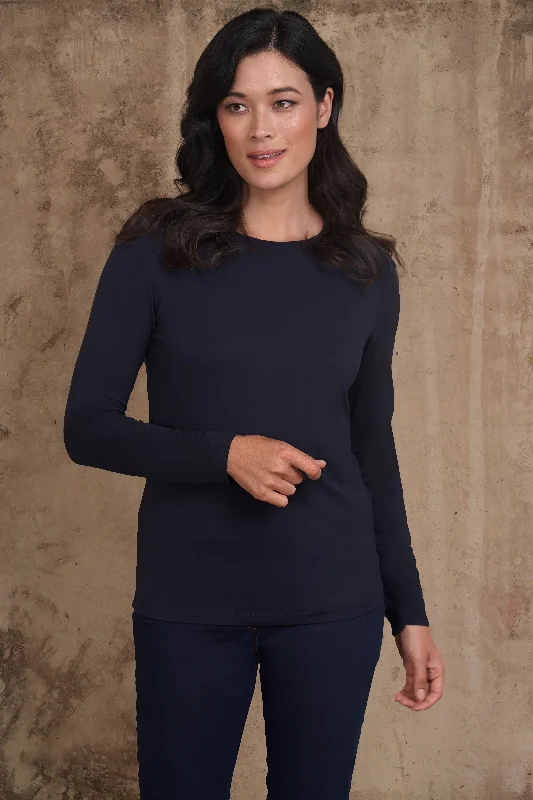 Long Sleeve Crew Neck Top - Ink French French