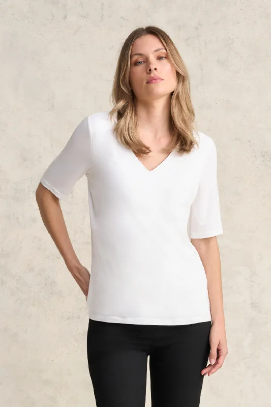 V-Neck Tee - White Modern Women's Tech Modern Women's Tech