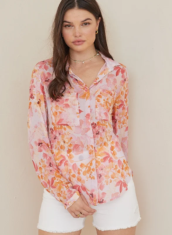 Fiesta Floral Button Down Top Dynamic Women's Moto Dynamic Women's Moto