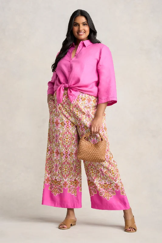 French Linen Shirt - Rose Pink Hip Women's Retro Hip Women's Retro