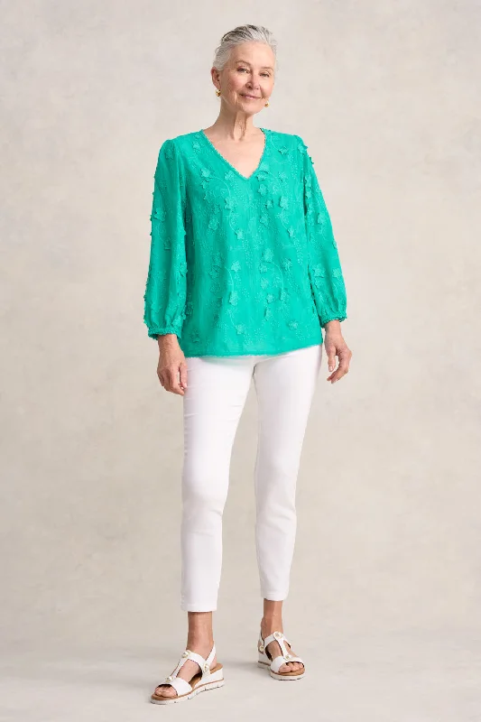 Lace Trim Embroidered Top Laid - back Women's Style Laid - back Women's Style