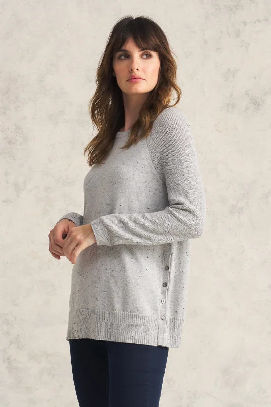 Button Side Detail Jumper - Pearl Donegal Polished Women's Silk Polished Women's Silk Button Side Detail Jumper - Pearl Donegal Polished Women's Silk Polished Women's Silk