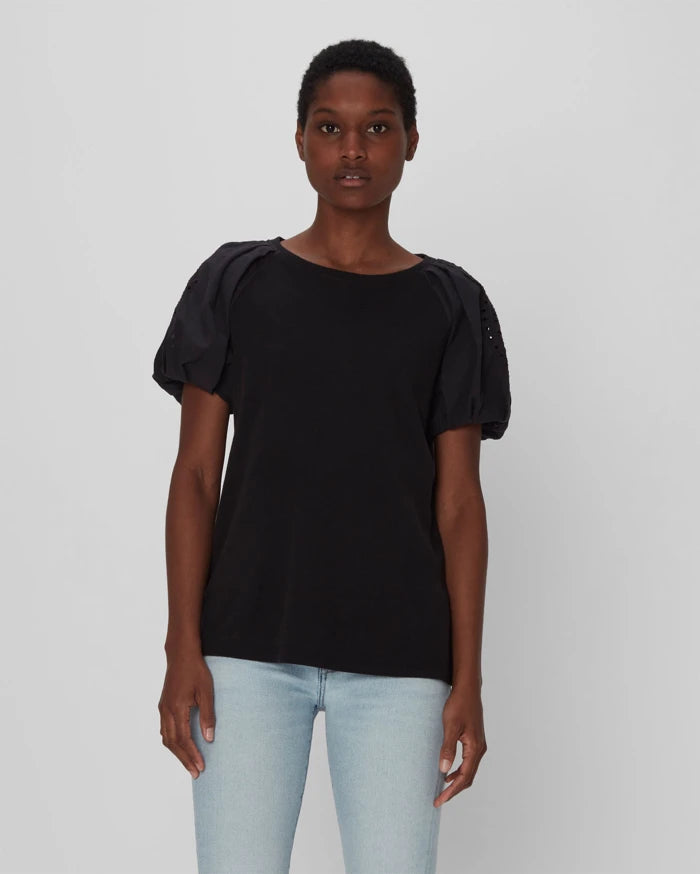Eyelet Puff Sleeve Tee Bohemian Women's Free Bohemian Women's Free