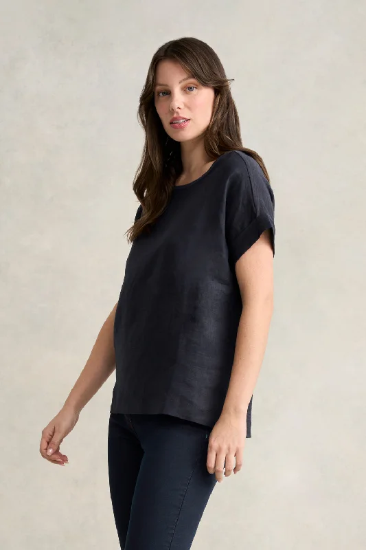 Linen Mix Top - Ink Streetwear Style for  Streetwear Style for 
