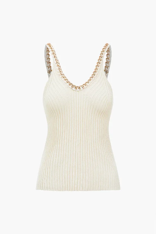 Knitted Metallic Chain Detail Tank Top Practical Women's Multi - Practical Women's Multi - Knitted Metallic Chain Detail Tank Top Practical Women's Multi - Practical Women's Multi -