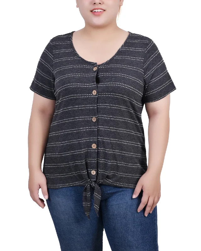 Plus Size Short Sleeve Tie Front Top Confident Women's High - fashion Confident Women's High - fashion Plus Size Short Sleeve Tie Front Top Confident Women's High - fashion Confident Women's High - fashion