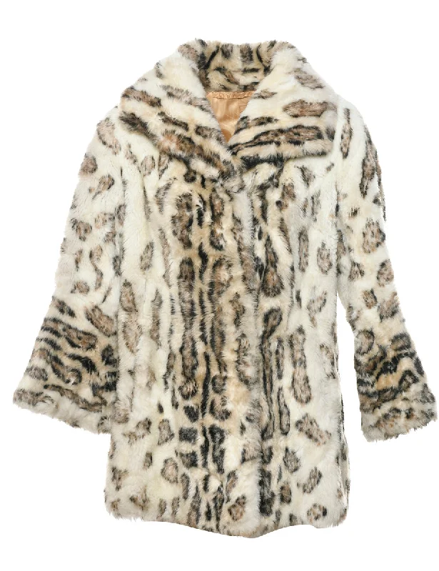 Off White Faux Fur Coat - L Disco Disco
