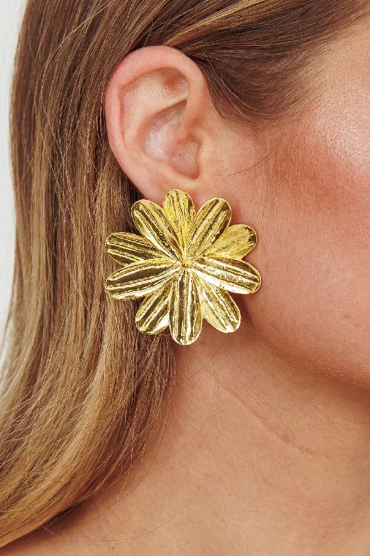 Lucid Drop Flower Earrings Gold Hip Women's Retro Hip Women's Retro