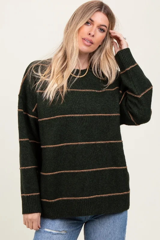 Olive Striped Drop Shoulder Sweater Practical Women's Multi - Practical Women's Multi - Olive Striped Drop Shoulder Sweater Practical Women's Multi - Practical Women's Multi -