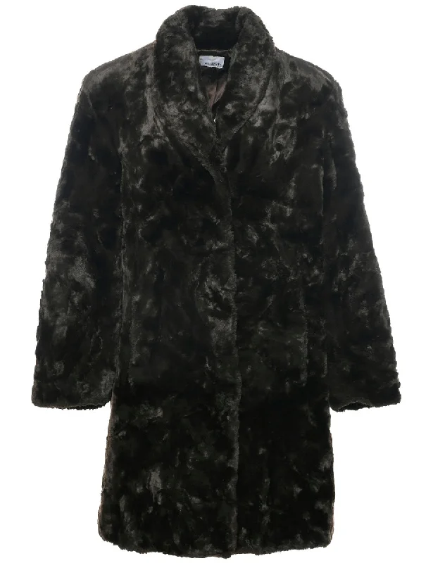 Dark Brown Faux Fur Coat - XL Sporty Women's Athleisure  Sporty Women's Athleisure 