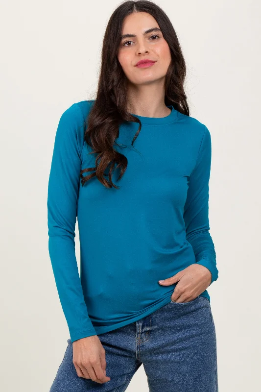 Teal Basic Long Sleeve Top Compression Compression