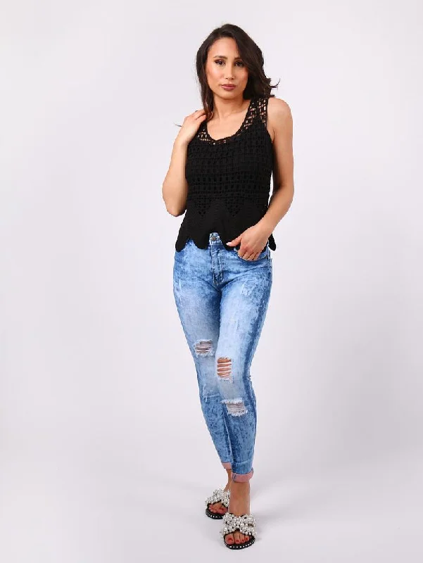 Jean skinny push up bleu destroy Compression Compression