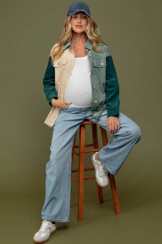 Light Blue Relaxed Wide Leg Maternity Jeans Cashmere Cashmere