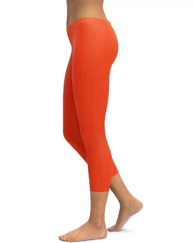 Solid Hot Orange Capris Sustainable Organic Sustainable Organic