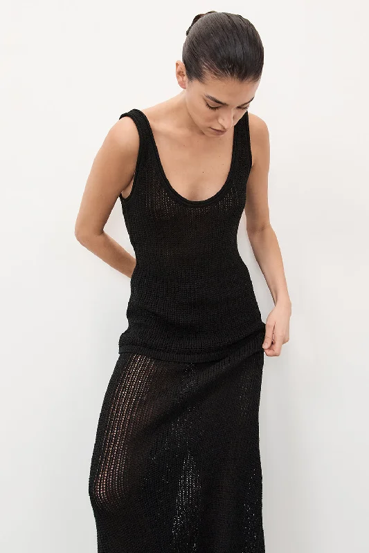 MARGOT BLACK SCOOP CROCHET TANK Sleek Women's  Sleek Women's 