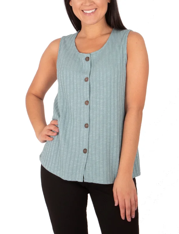 Sleeveless Button Front Top garde garde
