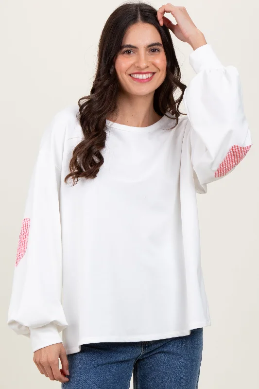 Ivory Solid Long Sleeve Heart Patch Top Luxurious Women's High - end Luxurious Women's High - end Ivory Solid Long Sleeve Heart Patch Top Luxurious Women's High - end Luxurious Women's High - end