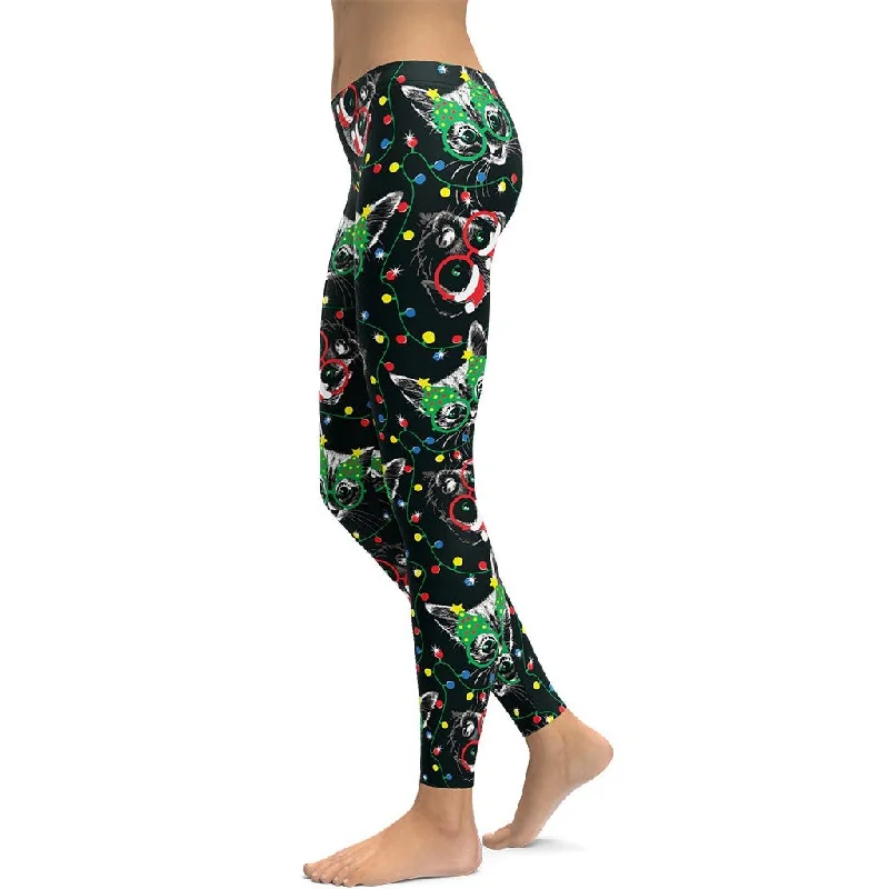 Christmas Lights & Cats Leggings Practical Women's Quick - dry Practical Women's Quick - dry Christmas Lights & Cats Leggings Practical Women's Quick - dry Practical Women's Quick - dry