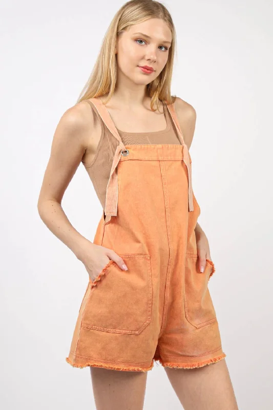 VERY J Washed Frayed Hem Denim Overall Hip Women's Urban Hip Women's Urban