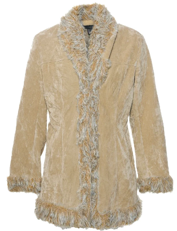 Brown Fur Collar Y2K Coat - M Disco Disco