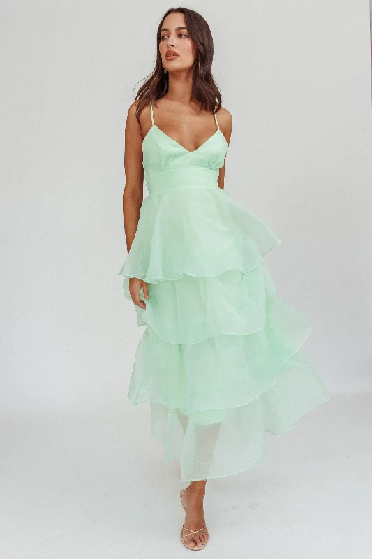 Made For You Tiered Ruffle Midi Dress Mint Artistic Women's Hand - painted Artistic Women's Hand - painted Made For You Tiered Ruffle Midi Dress Mint Artistic Women's Hand - painted Artistic Women's Hand - painted
