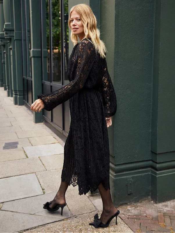 Caro Recycled Lace Midi Dress | Caviar Black Country Country