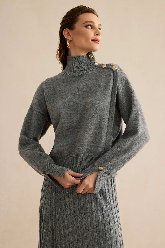 Knit Asymmetrical Button Long-Sleeve Top Dynamic Women's Moto Dynamic Women's Moto