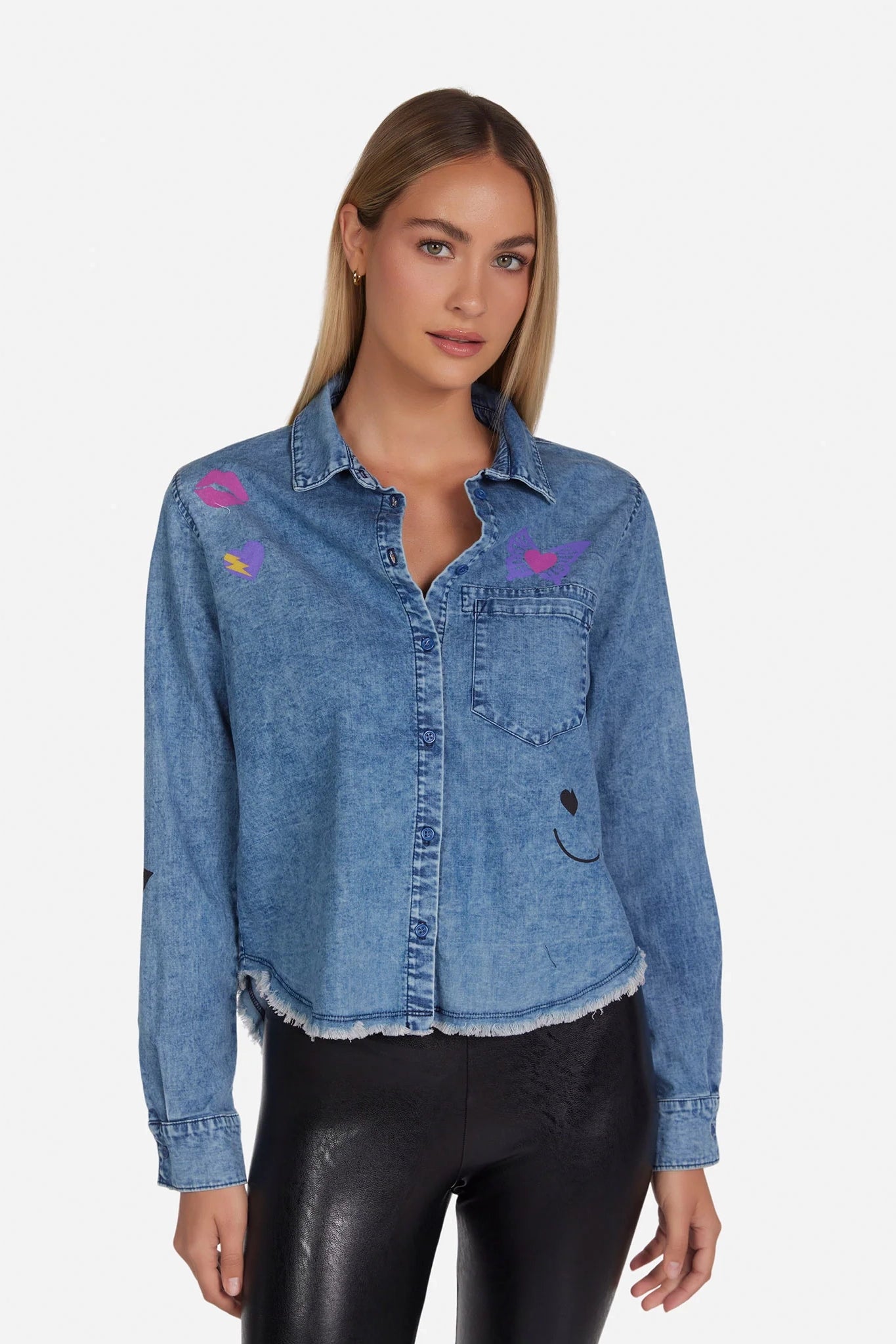 Lauren Moshi Saba Love Collage Button Down Sophisticated Women's Sophisticated Women's Lauren Moshi Saba Love Collage Button Down Sophisticated Women's Sophisticated Women's