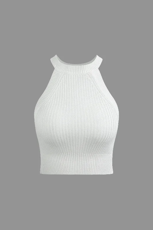 Knit Solid Crop Tank Top Polished Women's Silk Polished Women's Silk