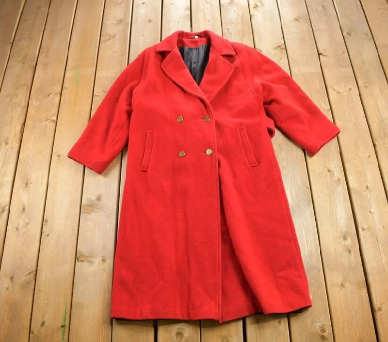 Vintage 1980s 100% Red Wool Overcoat European European