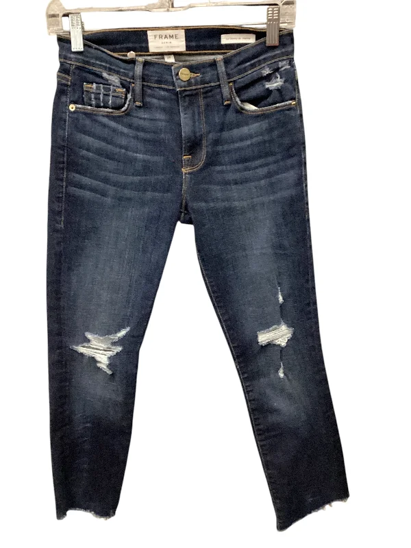 Jeans Cropped By Frame In Blue Denim, Size: 2 Geometric Geometric