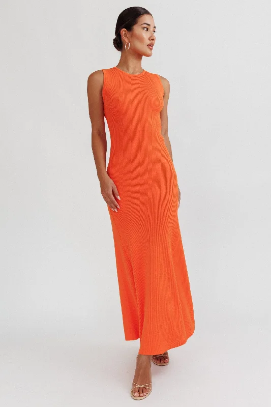 Braylee Sleeveless Ribbed Knit Maxi Dress Orange Sophisticated Women's Tailored Sophisticated Women's Tailored Braylee Sleeveless Ribbed Knit Maxi Dress Orange Sophisticated Women's Tailored Sophisticated Women's Tailored