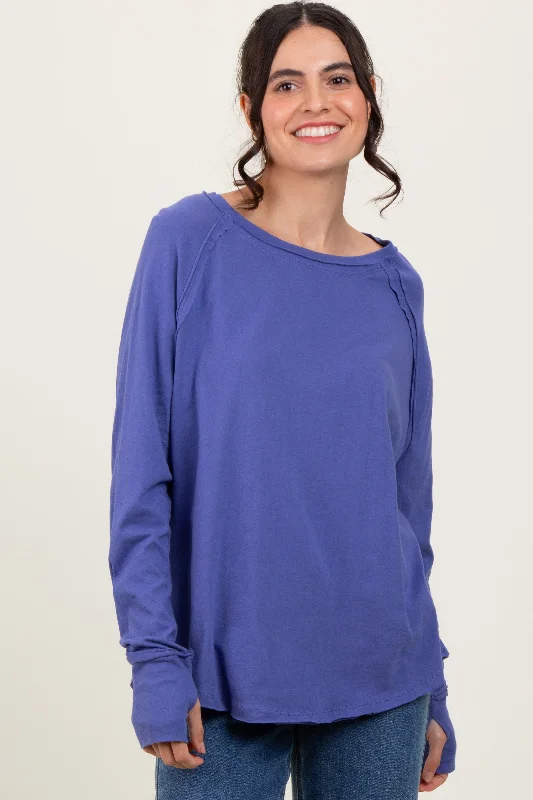 Periwinkle Exposed Seam Long Sleeve Top Youthful Women's Anime - inspired Youthful Women's Anime - inspired Periwinkle Exposed Seam Long Sleeve Top Youthful Women's Anime - inspired Youthful Women's Anime - inspired