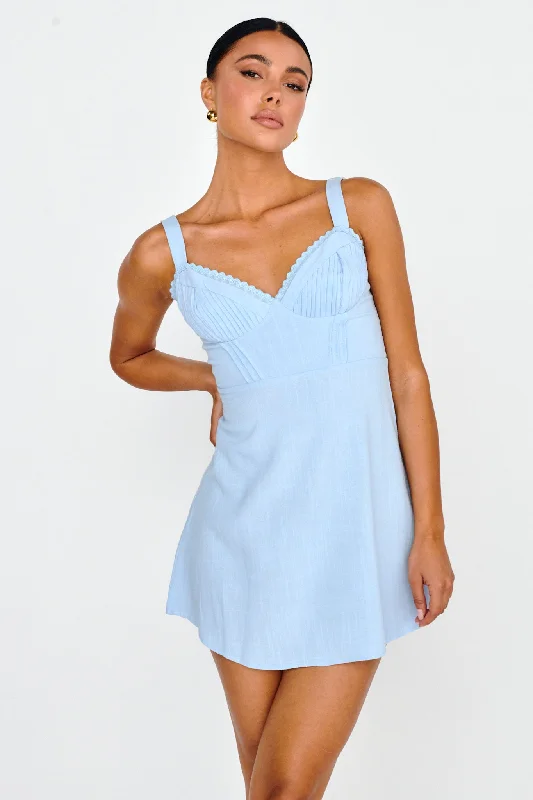Day Dreamer Pintuck Pleat Mini Dress Blue Dynamic Women's Moto Dynamic Women's Moto
