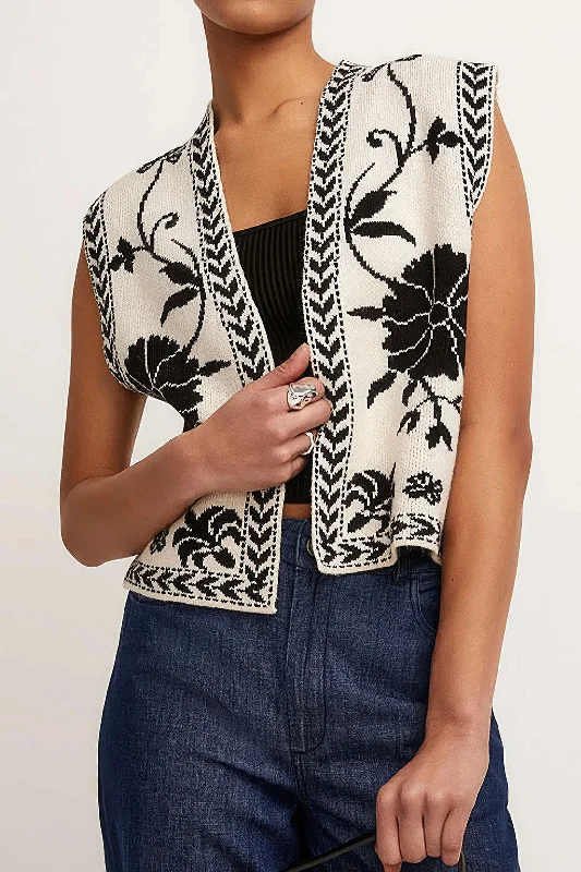 Knit Embroidery Sleeveless Vest Unique Women's Upcycled Unique Women's Upcycled