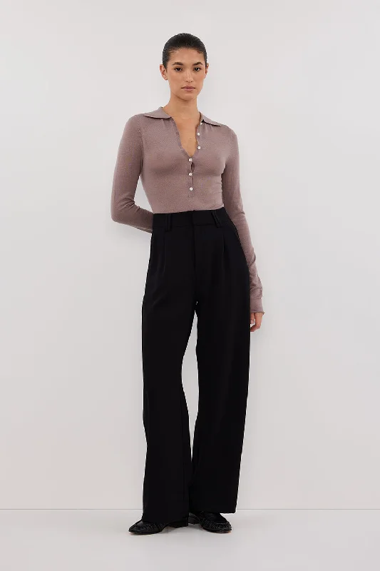 JANE TAUPE MERINO POLO KNIT TOP Practical Women's Quick - dry Practical Women's Quick - dry JANE TAUPE MERINO POLO KNIT TOP Practical Women's Quick - dry Practical Women's Quick - dry