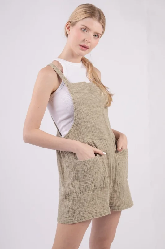 VERY J Sleeveless Double Gauze Overalls with Pockets Practical Women's Quick - dry Practical Women's Quick - dry VERY J Sleeveless Double Gauze Overalls with Pockets Practical Women's Quick - dry Practical Women's Quick - dry